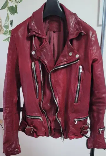 백래쉬 재팬호스 가죽 더블 라이더 자켓 M 사이즈 빨간색