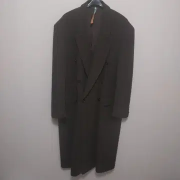 울 다크 그린 더블 브레스트 코트