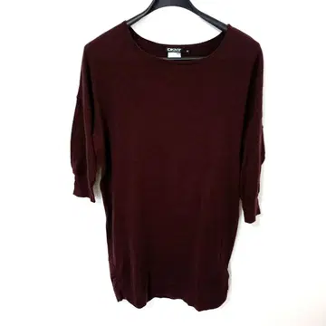 DKNY 캐시미어 버건디 M 7부 소매 니트