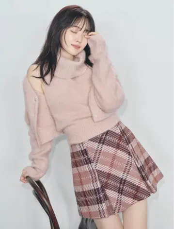 SNIDEL 로빙 체크 미니 스커트 PNK 0