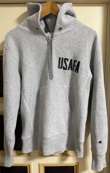 챔피온 리버스 위브 USAFA 하프 지퍼 후드티 L 그레이