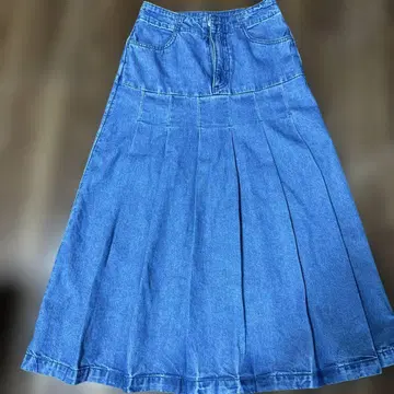 H&M 플리츠 롱 데님 스커트