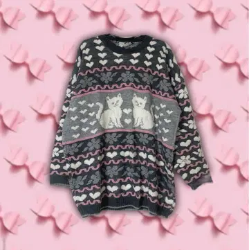 빈티지 cat 스웨터 고양이 스웨터