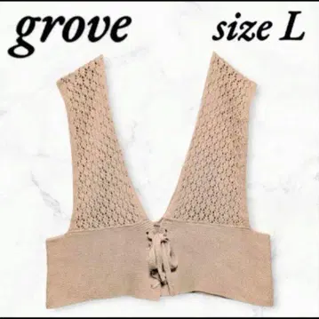 그로브 뷔스티에 베이지 니트 베스트 리본 착용감 L 오샤레 고급