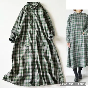 23aw 완판 그랑마마마도터 비에라 체크 패치 포켓 셔츠 원피스