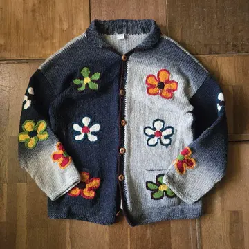 flower pattern ecuador knit cardigan