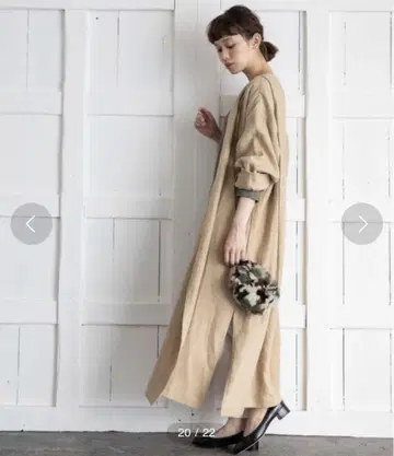 윈터 린넨 노카라 맥시 롱 코트 Munich 정가 31900엔
