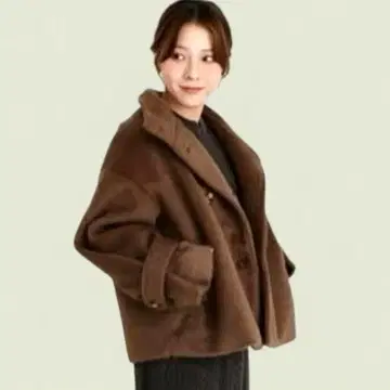 시마무라 yumi 코쿤 디자인 숏코트 브라운