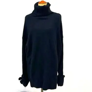 리본 포함 오버 사이즈 터틀넥 니트 ZARA L