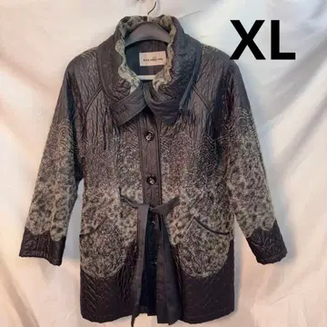 trois anges cinq 퀼팅 코트 레오파드 무늬 그레이