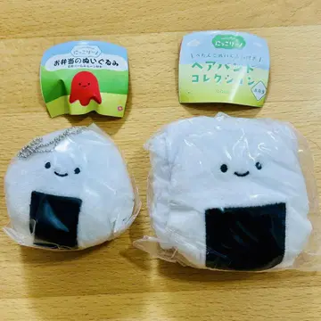 새상품 미사용 닛코리노 모구모구 도시락 봉제 인형 헤어밴드 오니기리