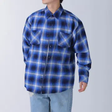 Standerd Shirt Rafu 001-23-01 블루 체크