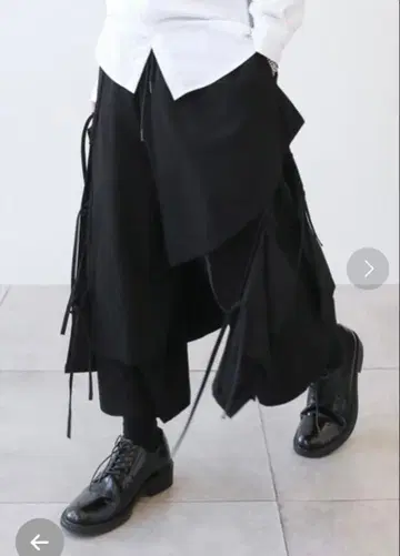 멀티 스트랩 와이드 팬츠 레이어드 이지 팬츠 루즈 실루엣 롱 팬츠