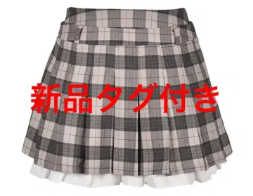 [미사용 새상품 Hem Ruffle Pleats Skirt 체크