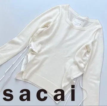 sacai 사카이 사이드 리본 니트 화이트 사이즈 1 정가 약 7만엔