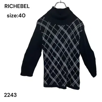 RICHEBEL 니트 터틀넥 상의 스팽글 40