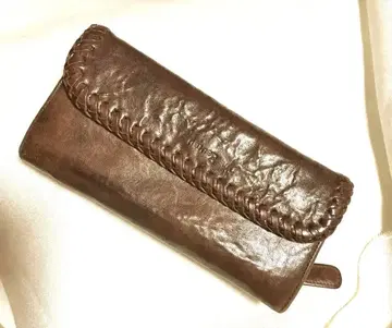 genten 브라운 가죽 장지갑 뜨개질 디자인