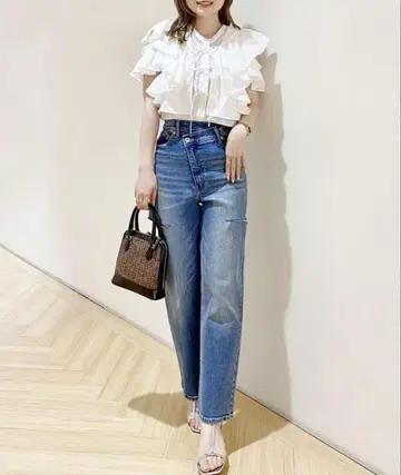 COCO DEAL 허리 디자인 데님 팬츠 인디고