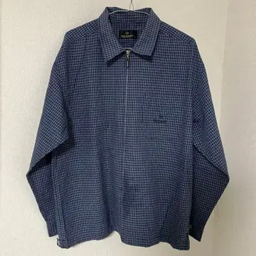 DUNLOP 네이비 체크 무늬 집업 셔츠 L 사이즈