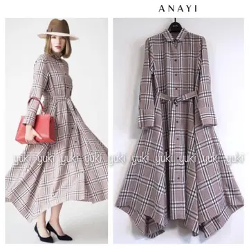 ANAYI 체크 핸드커치프헴 원피스
