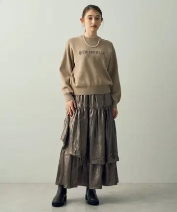이예카베카 YECCA VECCA 라메 티어드 개더 스커트