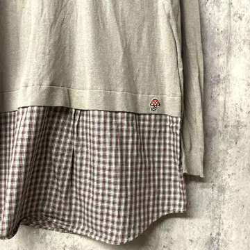 FRAPBOIS 하프 그레이 체크 무늬 도킹 니트 튜닉 1