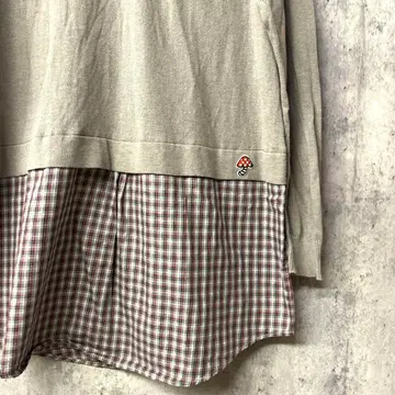 FRAPBOIS 하프 그레이 체크 무늬 도킹 니트 튜닉 1