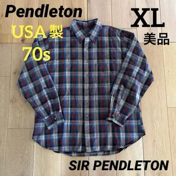 70s USA 펜들턴 울 셔츠 XL 얇은 소재
