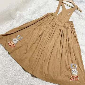 빈티지 핑크하우스 오버롤 스커트 면 자수 와펜 y2k