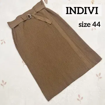 새상품급 INDIVI 44 빅 사이즈 니트 롱 스커트 브라운 15