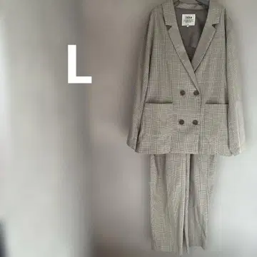 ikka 자켓 체크 무늬 팬츠 셋업 L 브라운 계열