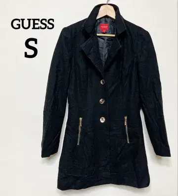 GUESS 게스 블랙 롱 코트 [ S ] 아우터 골드 버튼 지퍼