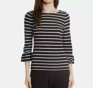 케이트 스페이드 벨 슬리브 7부 소매 보더 블루밍 스트릿 티셔츠