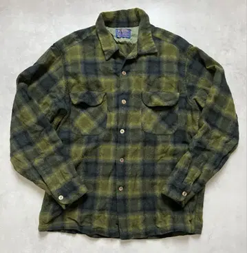 레어 pendleton 60s 울 셔츠 좋은 배색 옴브레 그린