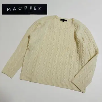 [캐시미어 혼방] MACPHEE 케이블 짜임 니트 긴팔 크루넥 M 화이트