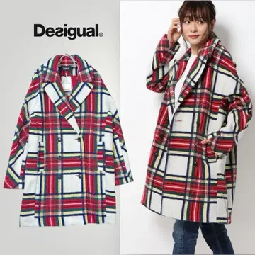 [미사용품] Desigual 데시구알 / 체크 오버코트 38