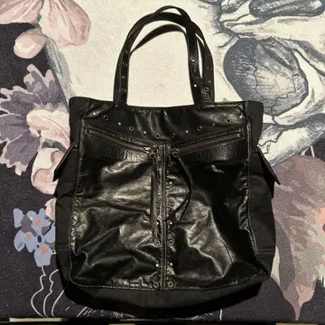 Inbreed studded leather and nylon bag