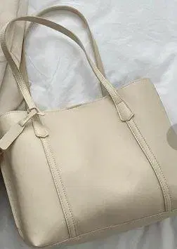 아이보리 토트백 대용량 심플 A4 대응 숄더