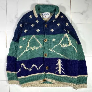 레어 KANATA 카나타 카우친 스웨터 니트 스키 패턴 핸드메이드