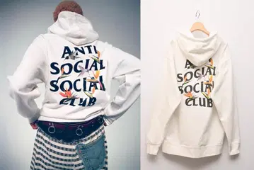 ANTI SOCIAL CLUB 로고 후드 맨투맨 화이트