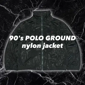 POLO GROUND 랄프 로렌 두꺼운 원단 나일론 자켓 짙은 녹색