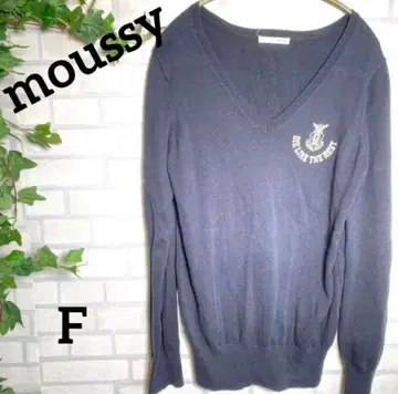 [ moussy ] 마우지 스웨터 F 긴팔 V넥 빅 빈티지