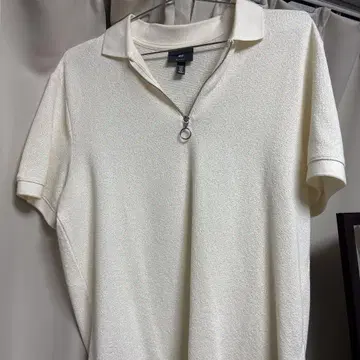 화이트 지퍼 피케 셔츠
