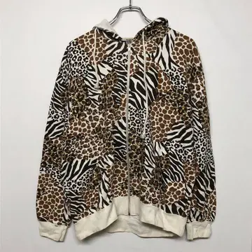 ALTRO 올드 레트로 90s 구제 애니멀 올 패턴 프린트 후드티
