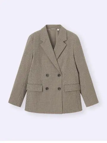 GU 지유 더블 브레스트 체크 자켓 XL 브라운 금기 25AW