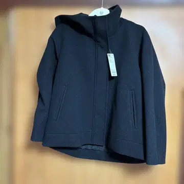 [ 새상품 ] GU 코지 멜톤 숏 후디 코트 블랙 XL