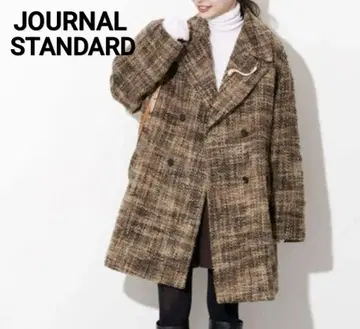 JOURNAL STANDARD BALLI 트위드 빅 칼라 미들 코트