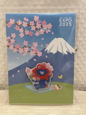 미야쿠미야쿠 expo 2025 삼색 경단 후지산 벚꽃 핀 배지