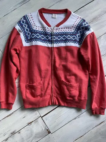 cheswick 눈꽃 패턴 지퍼 맨투맨 가디건 vintage