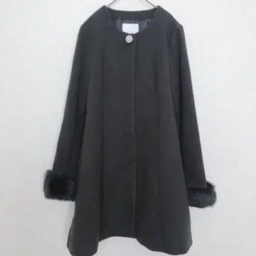 다즐링 | 노카라 비쥬 코트 [ M ] 그레이 소매 퍼 A라인 가을/겨울
